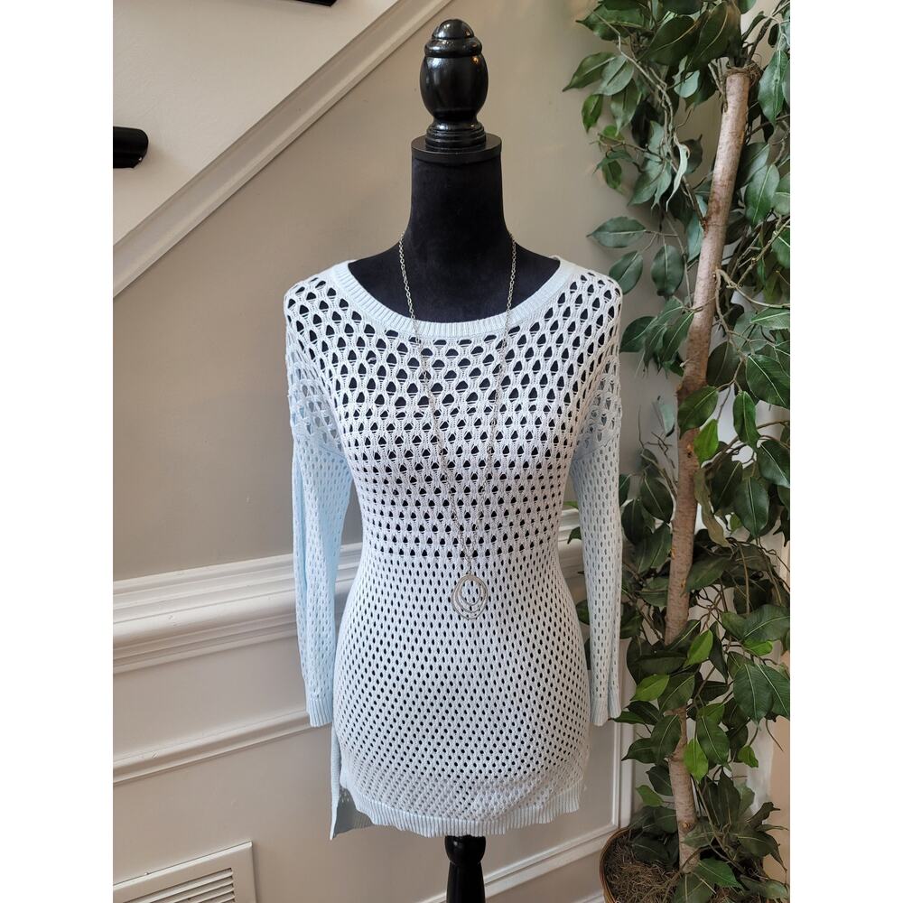 Xhilaration Sweater Women's Size‎ XS White Long Sleeve Open Knit Pullover